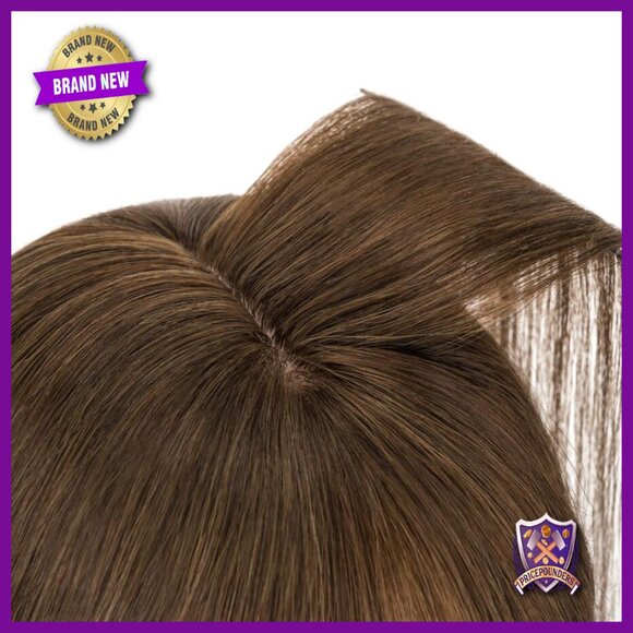 14 Inch Human Hair Topper with Clip-on Bangs for Thin Hair
